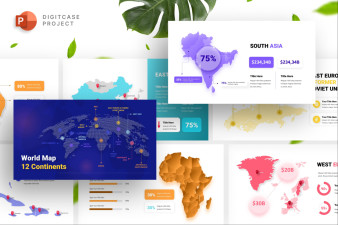12 Continents World - Map Project Infographic